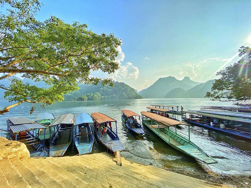 boat pier in ba be lake